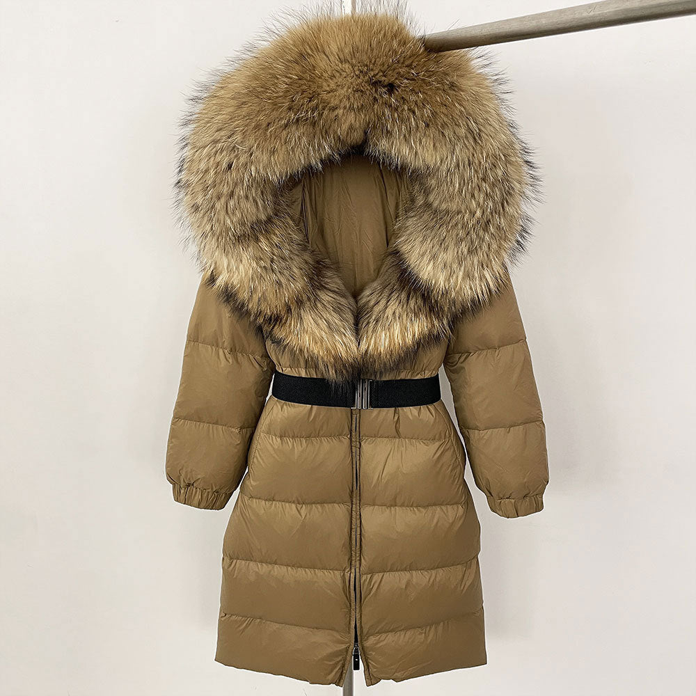 ✨ Damen Langmantel mit Echtfellkapuze & Kordelzug – Eleganz & Komfort vereint ❄️ - nargiss