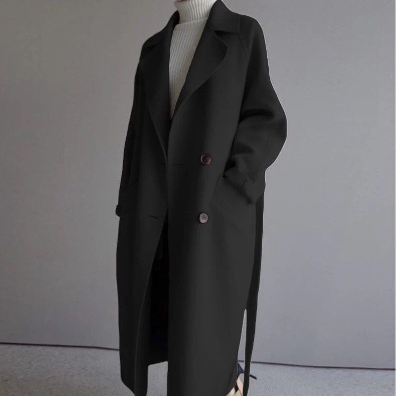 Eleganter Damen-Cashmere-Mantel mit Reverskragen - Zeitloser Chic | Weiß, Schwarz & Karamell - nargiss
