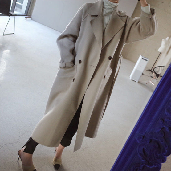 Eleganter Damen-Cashmere-Mantel mit Reverskragen - Zeitloser Chic | Weiß, Schwarz & Karamell - nargiss
