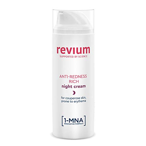 Revium Rosacea reichhaltige Anti-Rötungs Nachtcreme für Erythem-anfällige Couperose-Haut, mit 1-MNA-Molekül, Chlorella-Vulgaris-Grünalgen-Extrakt, Acerola-Frucht, Macadamia-Öl, Sheabutter, 50ml - nargiss