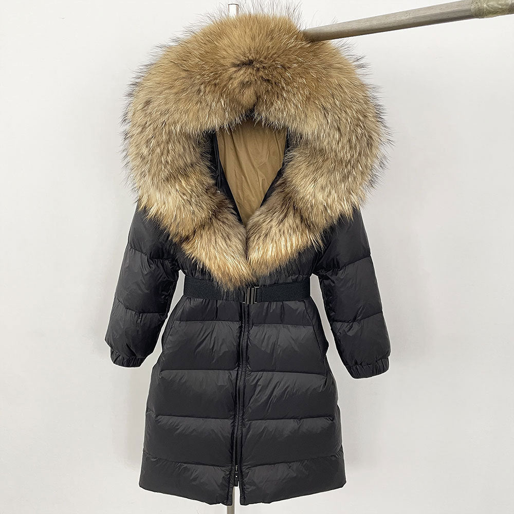 ✨ Damen Langmantel mit Echtfellkapuze & Kordelzug – Eleganz & Komfort vereint ❄️ - nargiss