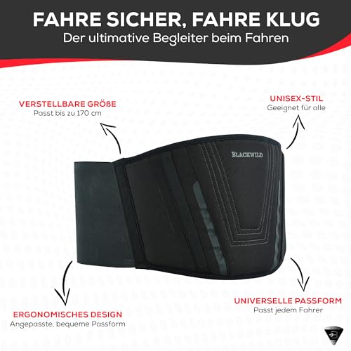 BLACKWILD Nierengurt Motorrad| Nierengurt Motorrad Herren und Damen, Grundschwarz | Effektive Stabilisierung nierenwärmer Lendenwirbelstütze Nierengurt (L = 100-110cm Bauchumfang) - nargiss