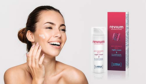 Revium Rosacea reichhaltige Anti-Rötungs Nachtcreme für Erythem-anfällige Couperose-Haut, mit 1-MNA-Molekül, Chlorella-Vulgaris-Grünalgen-Extrakt, Acerola-Frucht, Macadamia-Öl, Sheabutter, 50ml - nargiss