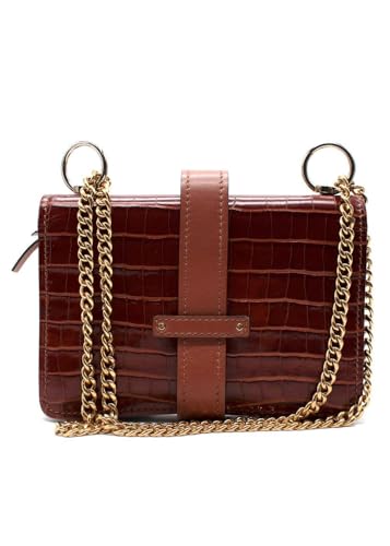 Chloe Secondhand Brown Krok geprägte Aby Kettenschultertasche - nargiss