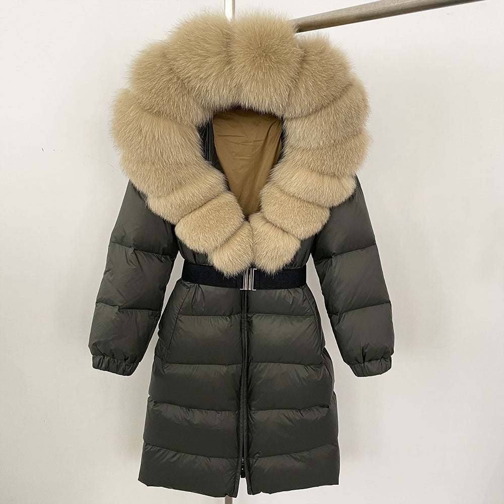 ✨ Damen Langmantel mit Echtfellkapuze & Kordelzug – Eleganz & Komfort vereint ❄️ - nargiss