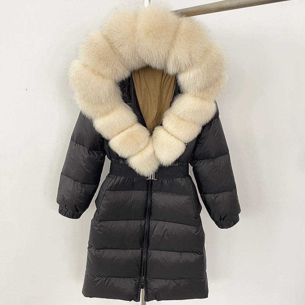 ✨ Damen Langmantel mit Echtfellkapuze & Kordelzug – Eleganz & Komfort vereint ❄️ - nargiss