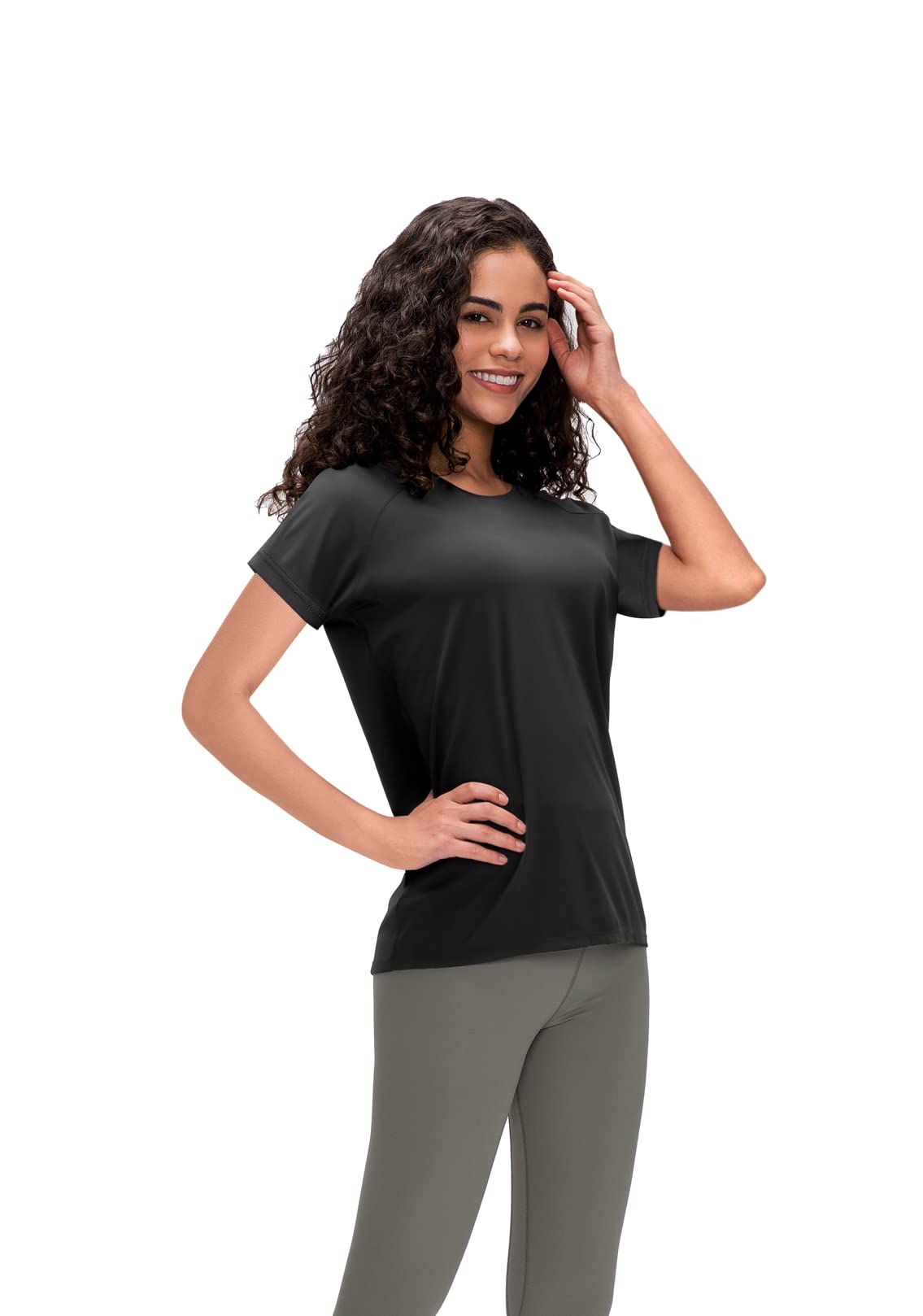 Damen 3er Pack Kurzarm T-Shirts, UPF 50+ Sonnenschutz Schnelltrocknend Funktionsshirt Laufshirts, Atmungsaktiv Kurzarm Sportshirt Gym Yoga Top Workout Fitness Oberteil Black/White/Grey 3P11-M - nargiss