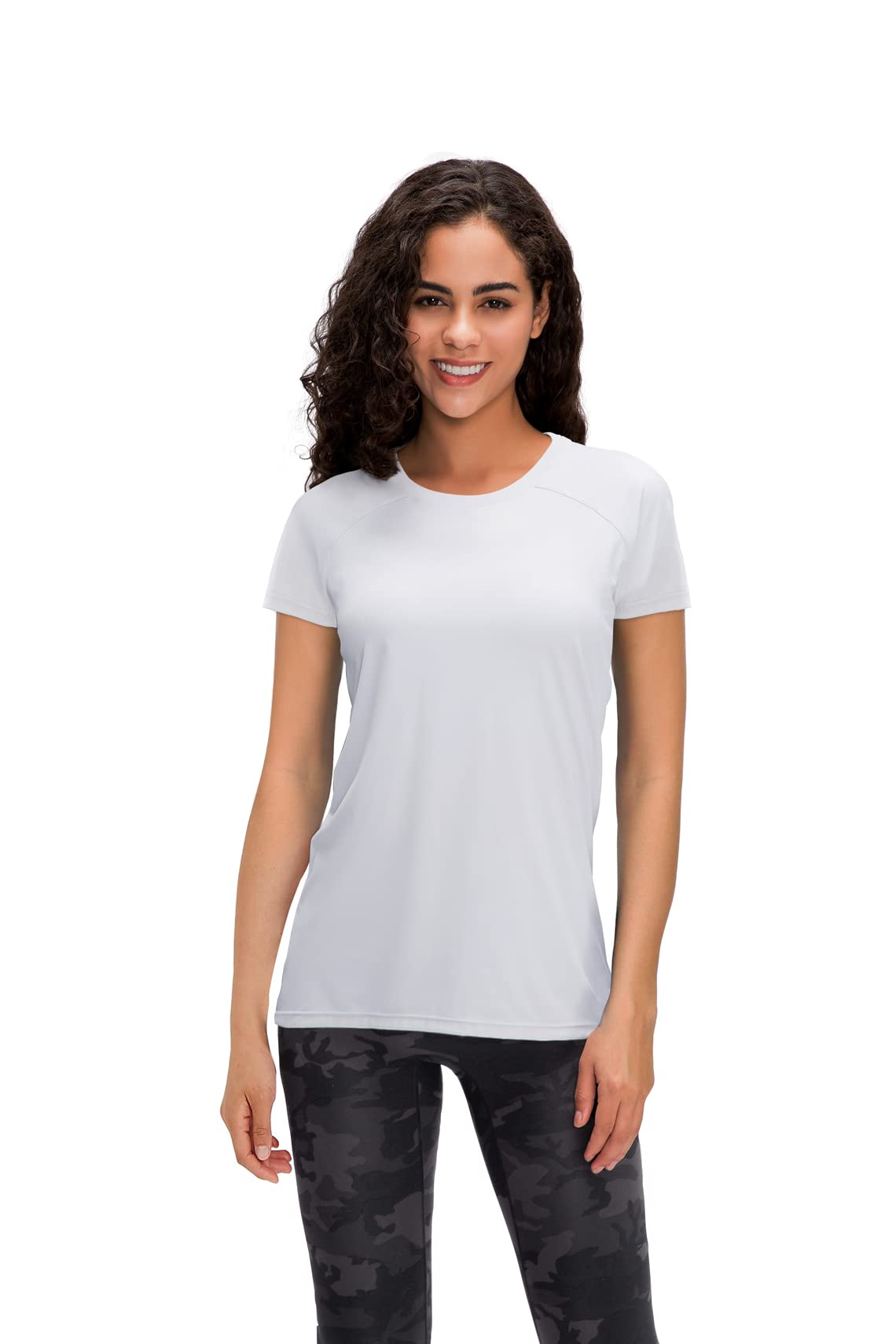 Damen 3er Pack Kurzarm T-Shirts, UPF 50+ Sonnenschutz Schnelltrocknend Funktionsshirt Laufshirts, Atmungsaktiv Kurzarm Sportshirt Gym Yoga Top Workout Fitness Oberteil Black/White/Grey 3P11-M - nargiss