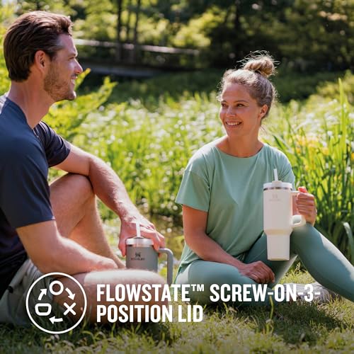 Stanley Quencher H2.0 FlowState Trinkflasche mit Strohhalm 1.2L - Thermobecher Kühlt 11 Stunden - 48 Stunden Eisgekühlt - Spülmaschinenfest - Thermosflasche BPA Frei - Kaffeebecher To Go - Rose - nargiss