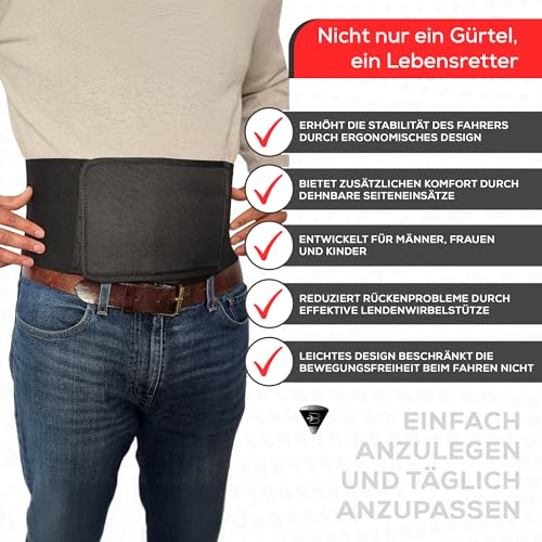 BLACKWILD Nierengurt Motorrad| Nierengurt Motorrad Herren und Damen, Grundschwarz | Effektive Stabilisierung nierenwärmer Lendenwirbelstütze Nierengurt (L = 100-110cm Bauchumfang) - nargiss