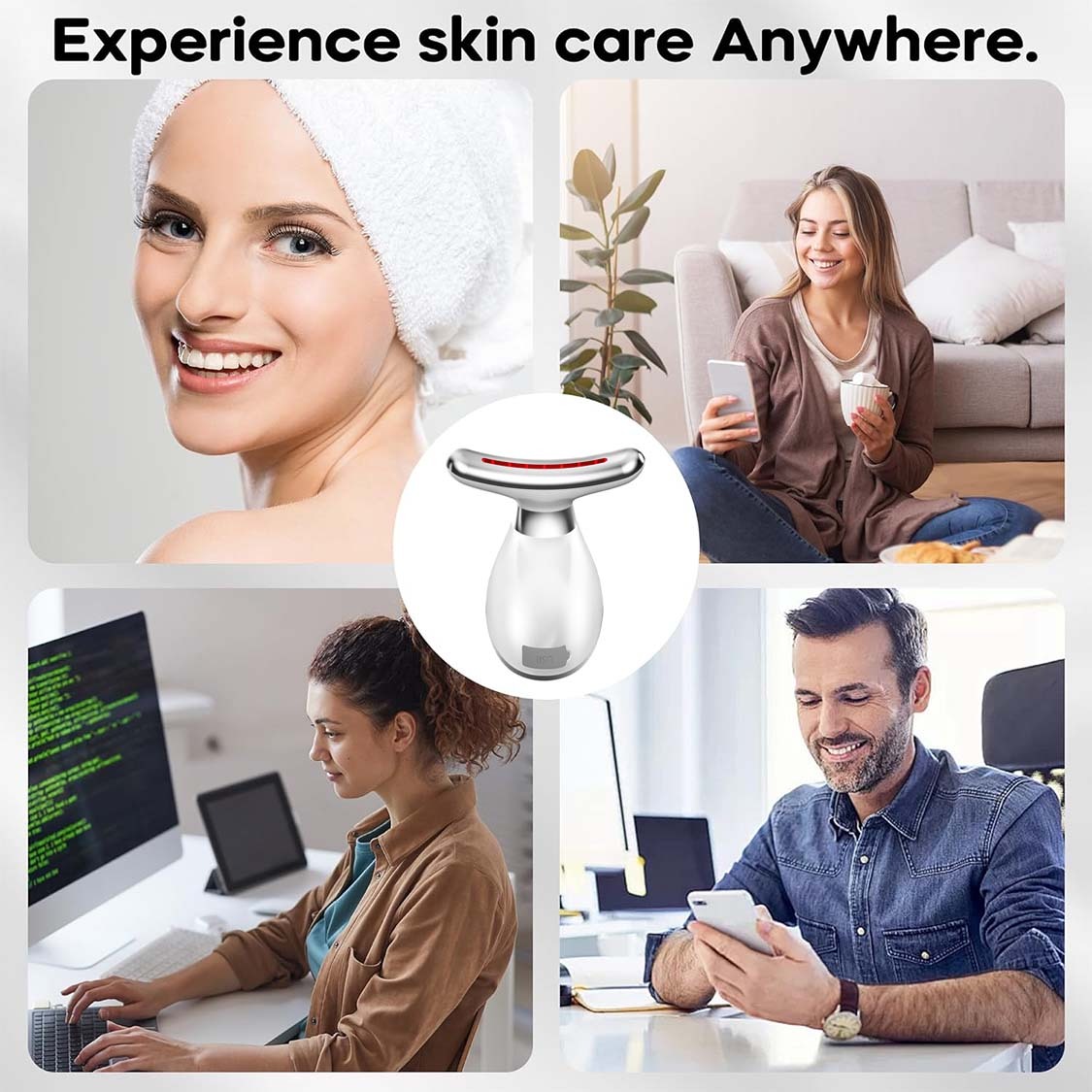 7-in-1 LED Gesichtsmassagegerät für Zuhause – Rotes Licht Therapie für Gesicht und Hals - nargiss
