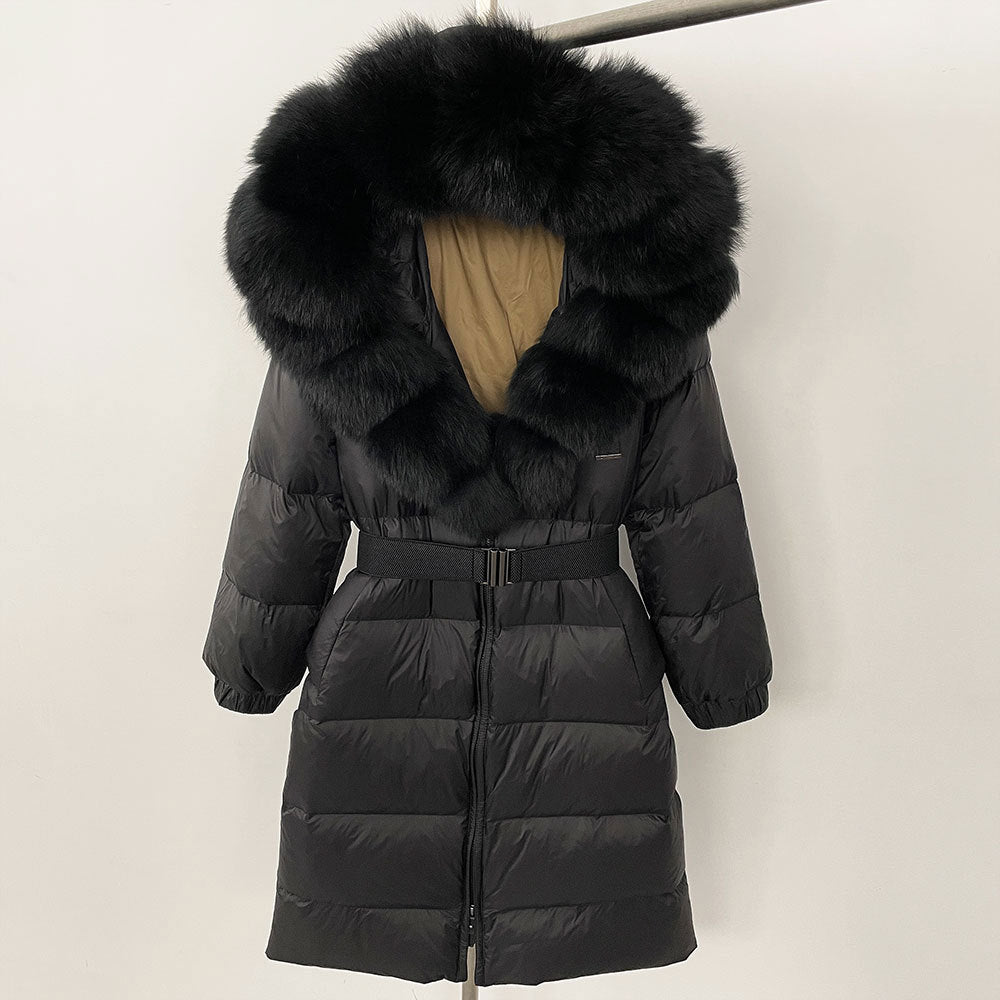 ✨ Damen Langmantel mit Echtfellkapuze & Kordelzug – Eleganz & Komfort vereint ❄️ - nargiss