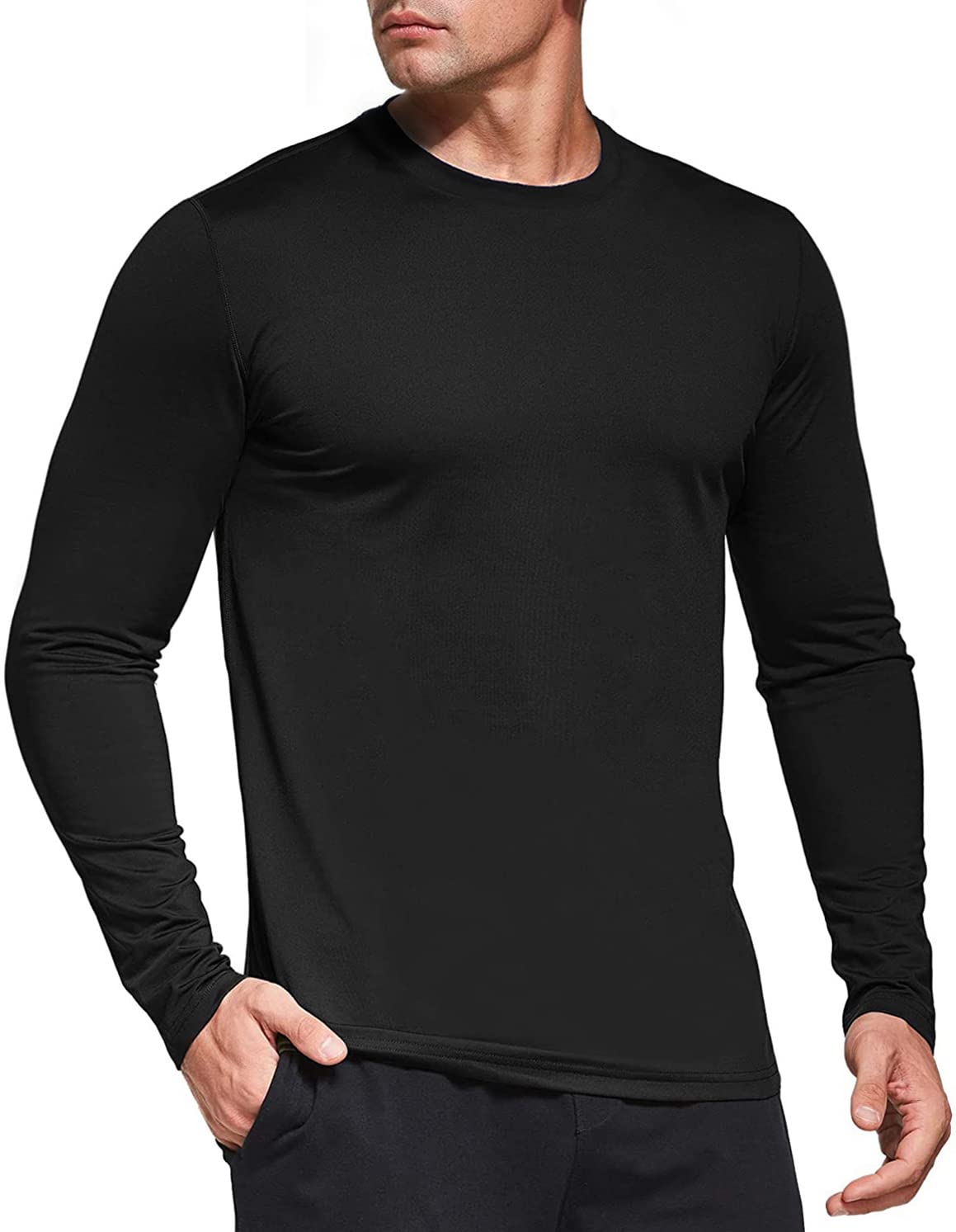 Herren 3er Pack Langarmshirt T-Shirts, UPF 50+ UV Schnelltrocknend Funktionsshirt Laufshirts, Atmungsaktiv Langarm Sportshirt Gym Outdoor Workout Fitness Oberteil Black/White/Grey-3P01-L - nargiss