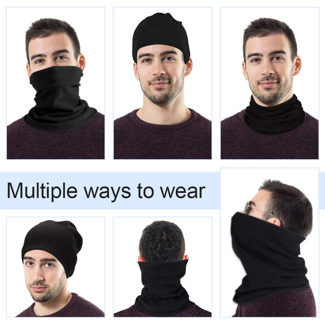 HEGCOIIE Winter Loop Schal Herren & Damen,Fleece Schlauchschal Halswärmer Halstuch Winddicht Ski Maske Warmer für Outdoor Skifahren Motorrad Laufen Radfahren - nargiss