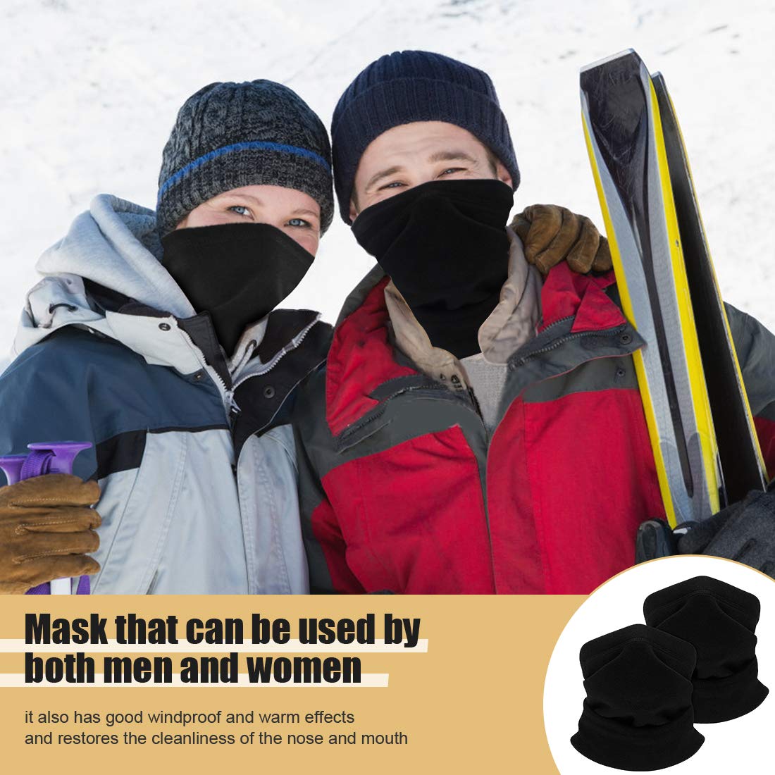 HEGCOIIE 2 Stück Damen Herren Winter Loop Schal Weichem Fleece Halswärmer Halstuch Winddicht Ski Maske Schlauchschal Warmer für Fahrrad Motorrad Skifahren - nargiss