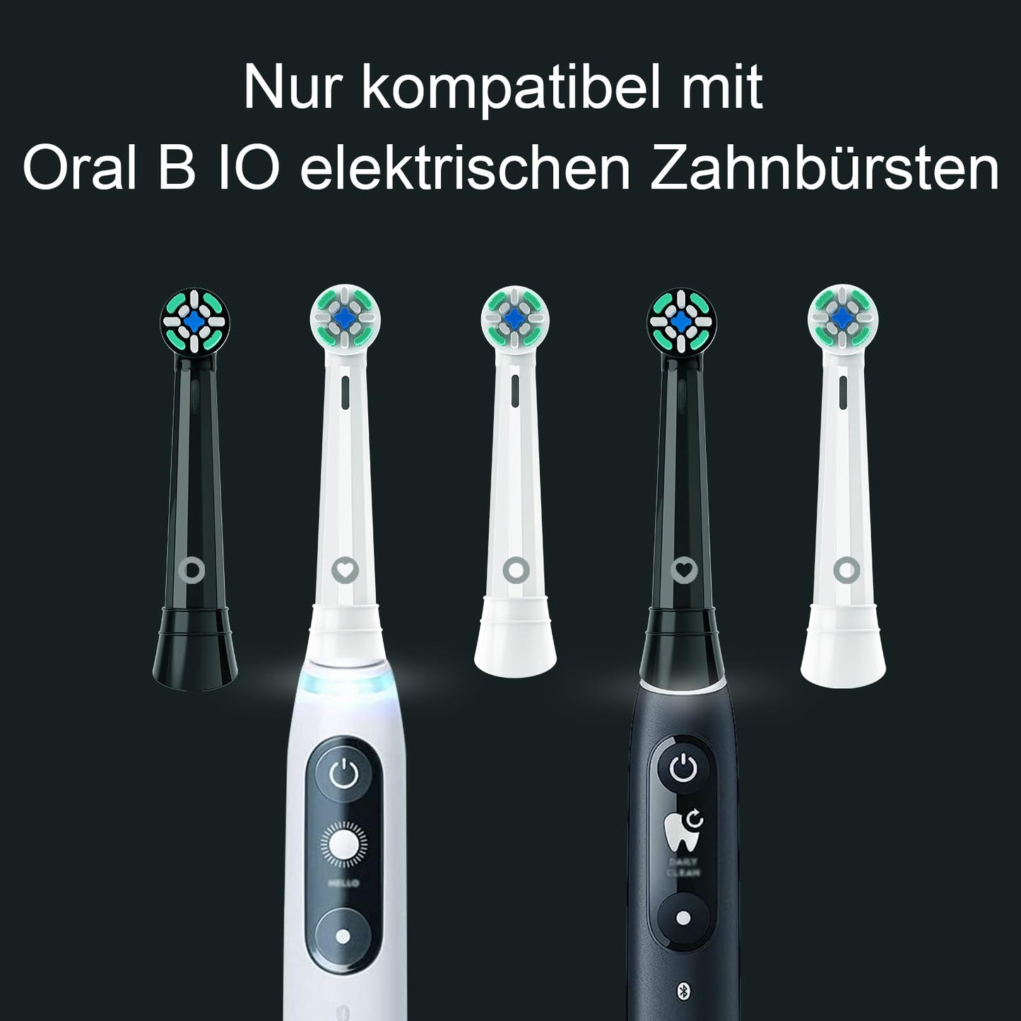 Brizuf 4er Aufsteckzahnbürsten Kompatibel mit Braun Oral b iO 3/4/5/6/7/8/9/10, Aufsteckbürsten Kompatibel mit Oral iO Elektrischen Zahnbürstea, IO Zahnbürste Aufsätze (Schwarz&Weiß) - nargiss