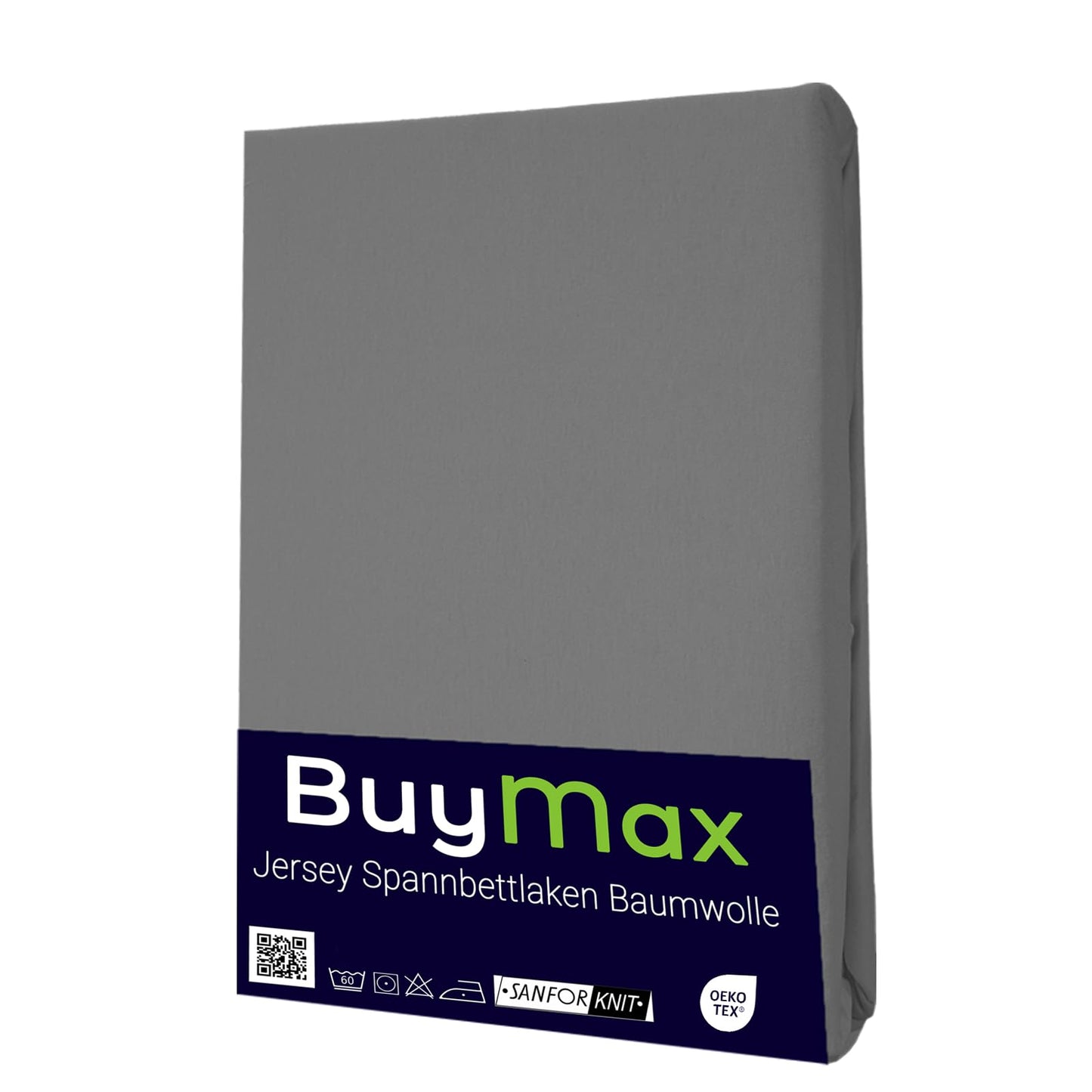Buymax Spannbettlaken 140x200cm Baumwolle 100% Spannbetttuch Bettlaken Jersey, Matratzenhöhe bis 25 cm, Farbe Anthrazit-Grau ÖKO TEX Standard - nargiss