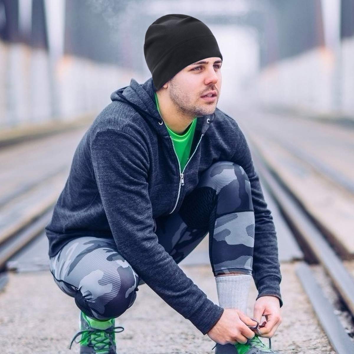 HASAGEI Laufmütze Herren und Damen Sportmütze Fahrrad Mütze Funktionsmütze Fleece Thermo Atmungsaktiv für Laufen Skifahren Radfahren Snowboarden Klettern Motorradfahren Outdoor - nargiss