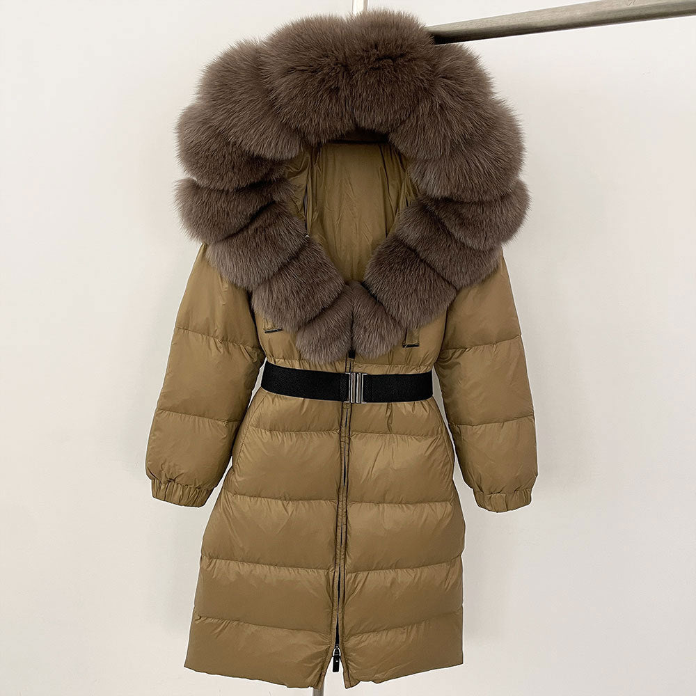 ✨ Damen Langmantel mit Echtfellkapuze & Kordelzug – Eleganz & Komfort vereint ❄️ - nargiss