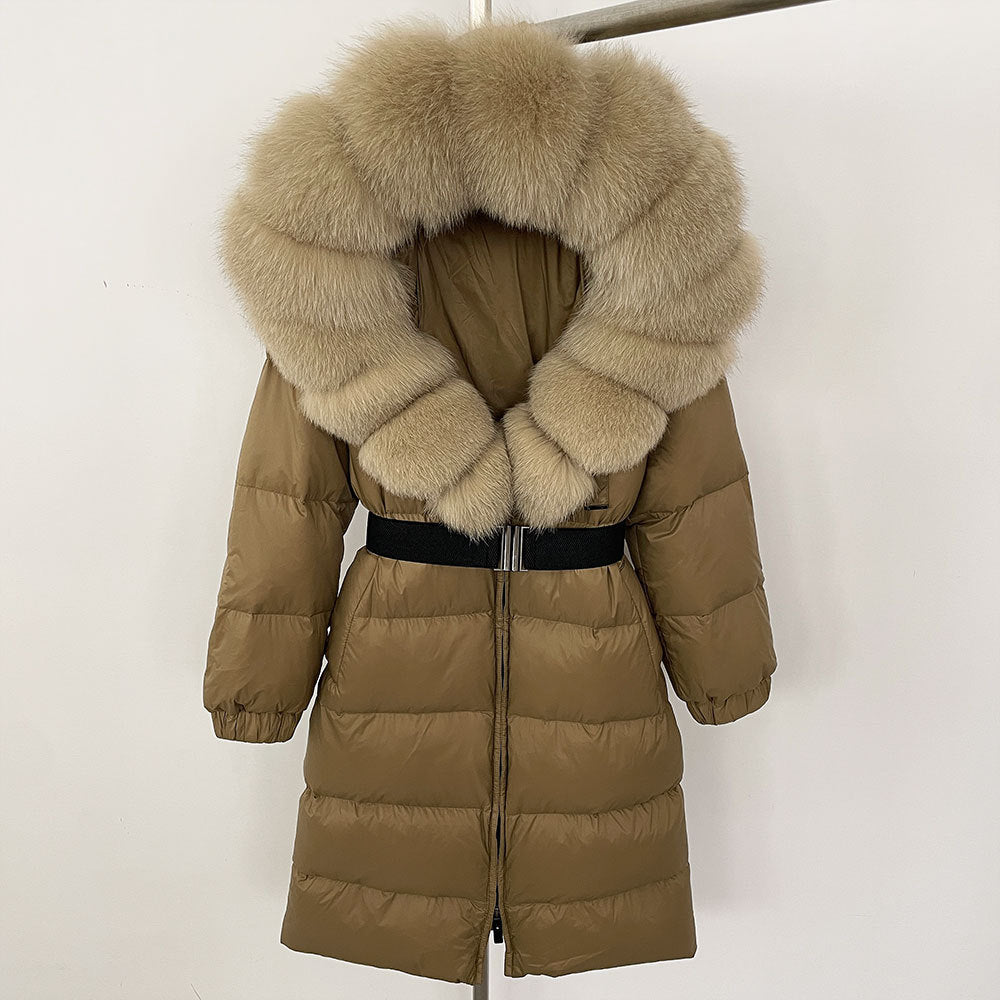 ✨ Damen Langmantel mit Echtfellkapuze & Kordelzug – Eleganz & Komfort vereint ❄️ - nargiss