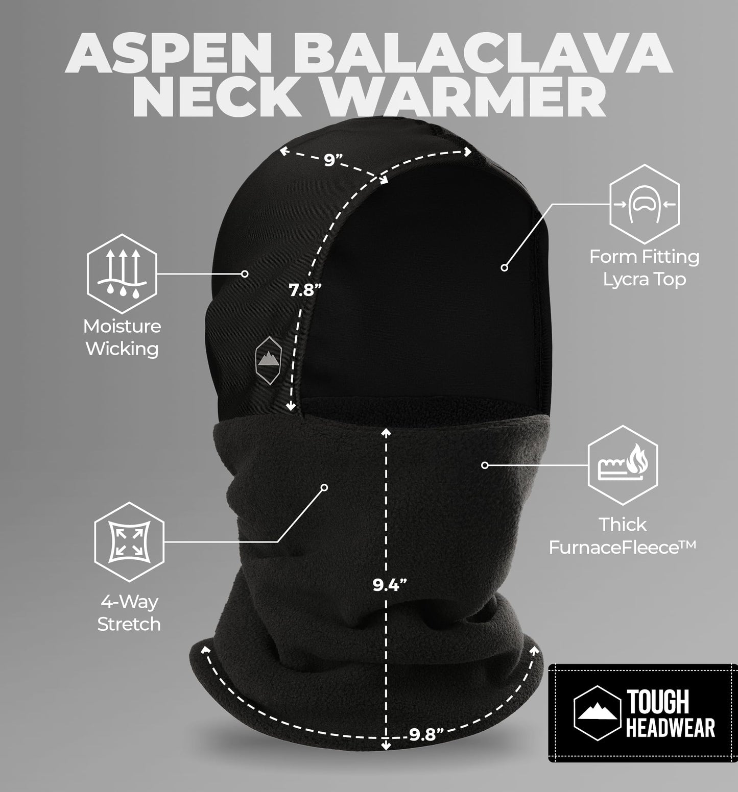 Tough Headwear Robuste Kopfbedeckung, Skimaske – Nackenwärmer mit Helmfutter, Fleece-Sturmhaube, Halsgamaschen für Männer und Frauen – Winter-Motorrad-Helmfutter - nargiss