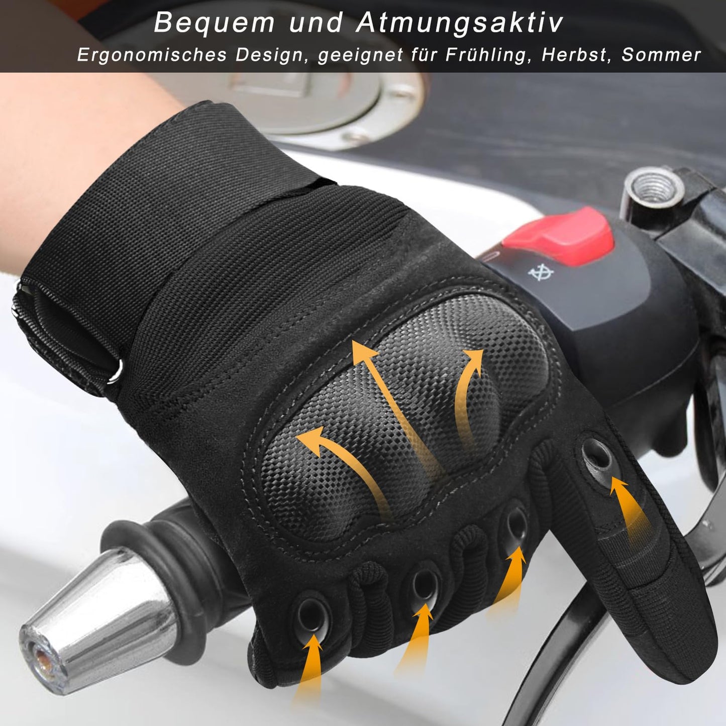 COZOME Motorradhandschuhe Herren, Starke Handschuhe Motorrad mit Protektoren, Sommer Atmungsaktiv Handschuhe mit Touchscreen für Motocross, Quad, Moped, Roller, Mountainbike - nargiss