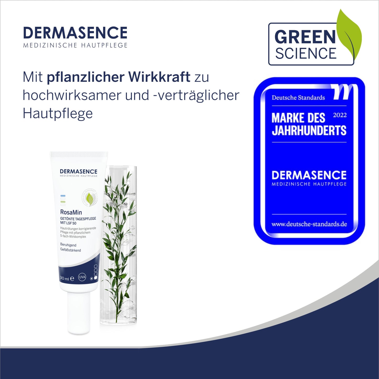DERMASENCE RosaMin Getönte Tagespflege LSF 50, 30 ml - Rötungen korrigierende Tagespflege mit LSF 50 für Couperose und zu Rosacea neigende Haut - nargiss