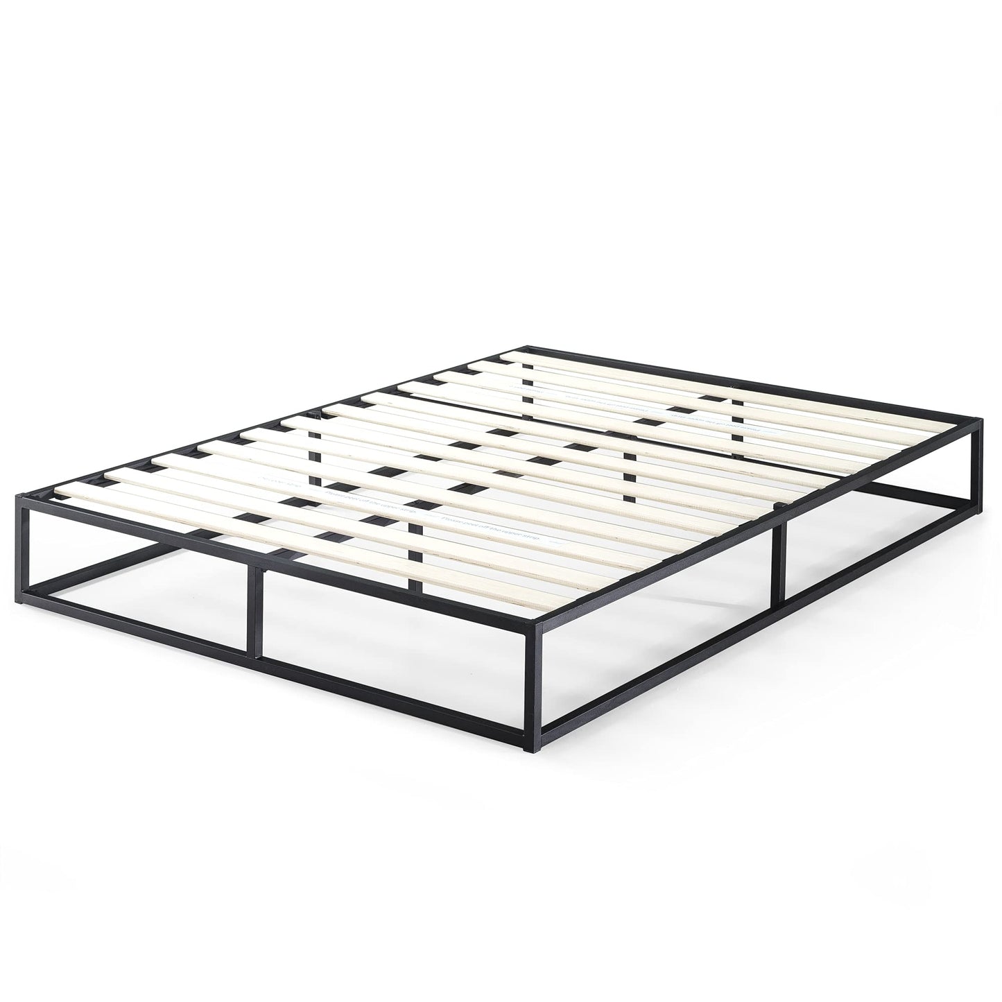 Zinus Joseph Bett 140x200 cm - Höhe 25 cm mit Unterbettstauraum - Metall-Plattformbettgestell mit Holzlattenrost - Schwarz - nargiss