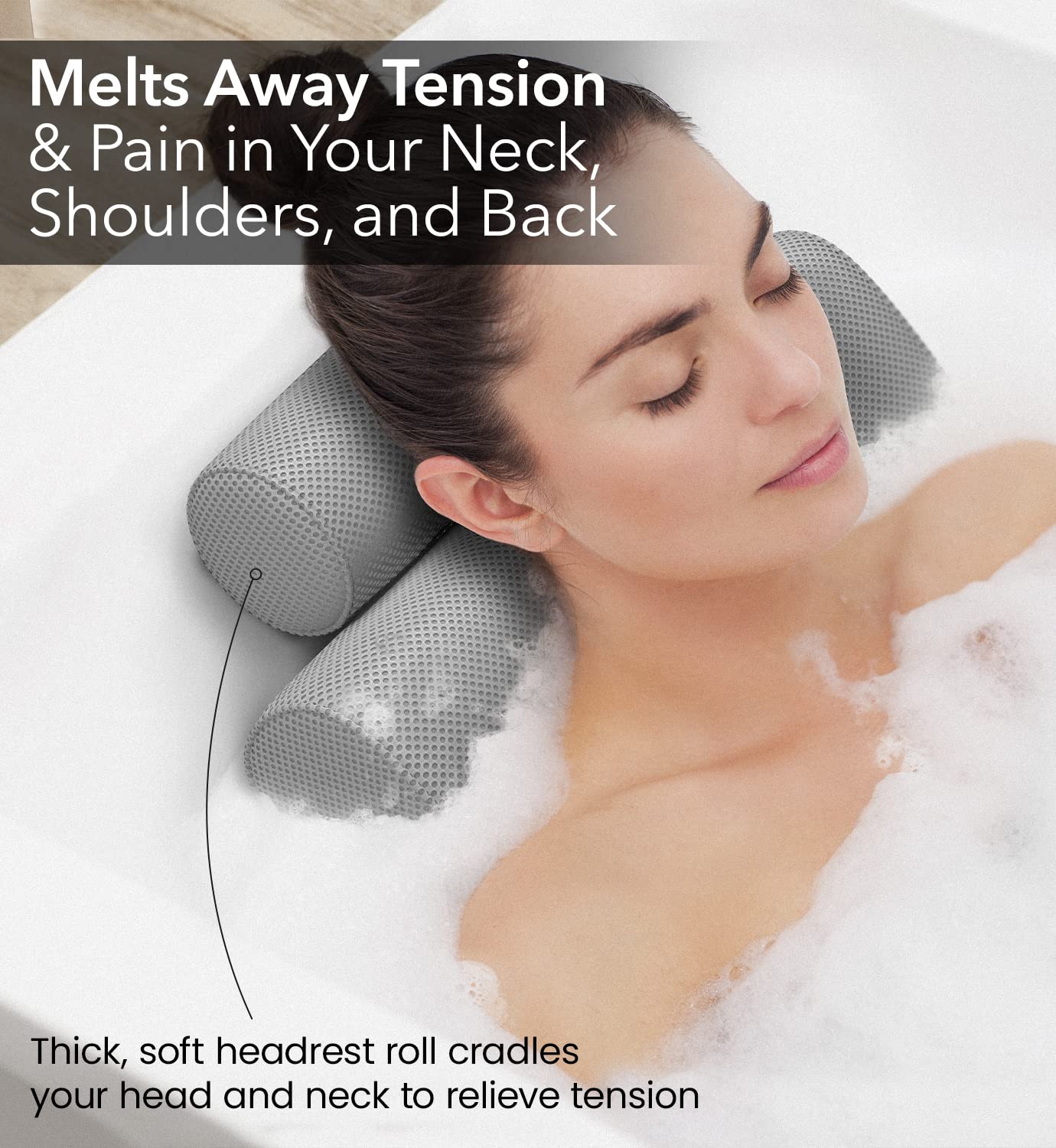 Everlasting Comfort Luxury Bath Pillow - Head, Neck, Back Support Cushion for Bathtub, Spa, Soaking - nargiss