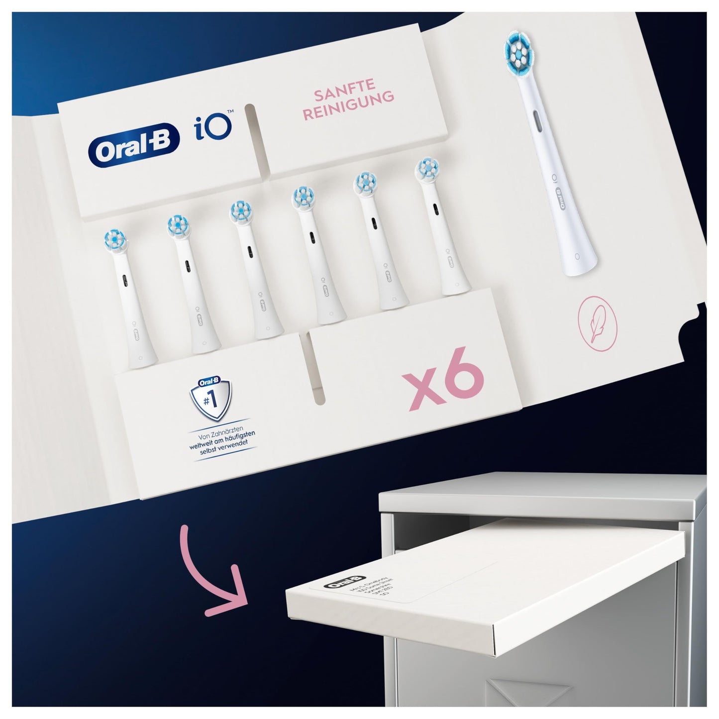 Oral-B iO Sanfte Reinigung Aufsteckbürsten für elektrische Zahnbürste, 6 Stück, sanfte Zahnreinigung, Zahnbürstenaufsatz für Oral-B iO Zahnbürsten, briefkastenfähige Verpackung - nargiss