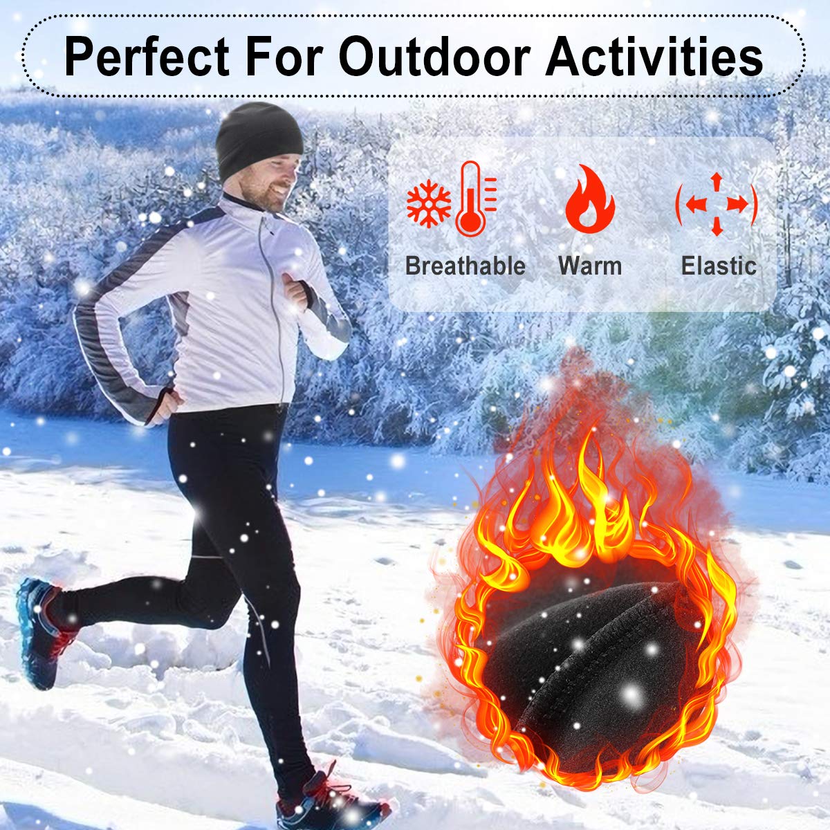 HASAGEI Laufmütze Herren und Damen Sportmütze Fahrrad Mütze Funktionsmütze Fleece Thermo Atmungsaktiv für Laufen Skifahren Radfahren Snowboarden Klettern Motorradfahren Outdoor - nargiss