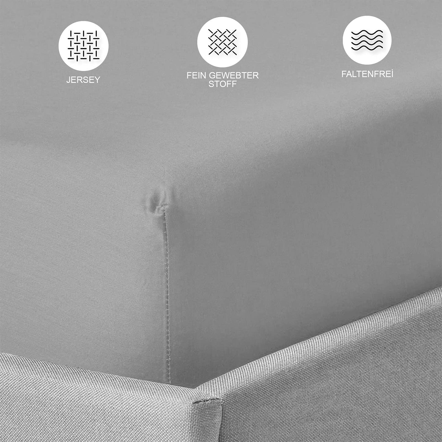Buymax Spannbettlaken 140x200cm Baumwolle 100% Spannbetttuch Bettlaken Jersey, Matratzenhöhe bis 25 cm, Farbe Anthrazit-Grau ÖKO TEX Standard - nargiss