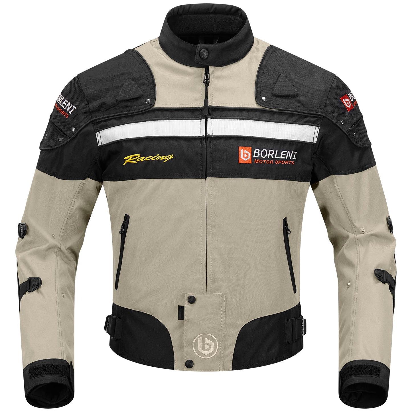 BORLENI Motorradjacke Herren Winter Motorrad Jacke Textiljacke Winddicht mit Herausnehmbarem Liner Protektoren Protektor Jacke Roller Biker Touren 4 Jahreszeiten Herren Damen Braun M - nargiss