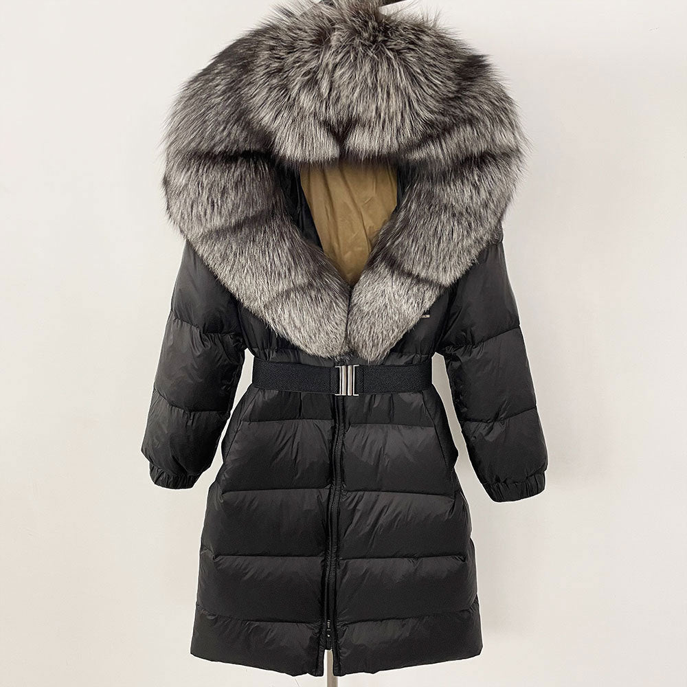 ✨ Damen Langmantel mit Echtfellkapuze & Kordelzug – Eleganz & Komfort vereint ❄️ - nargiss