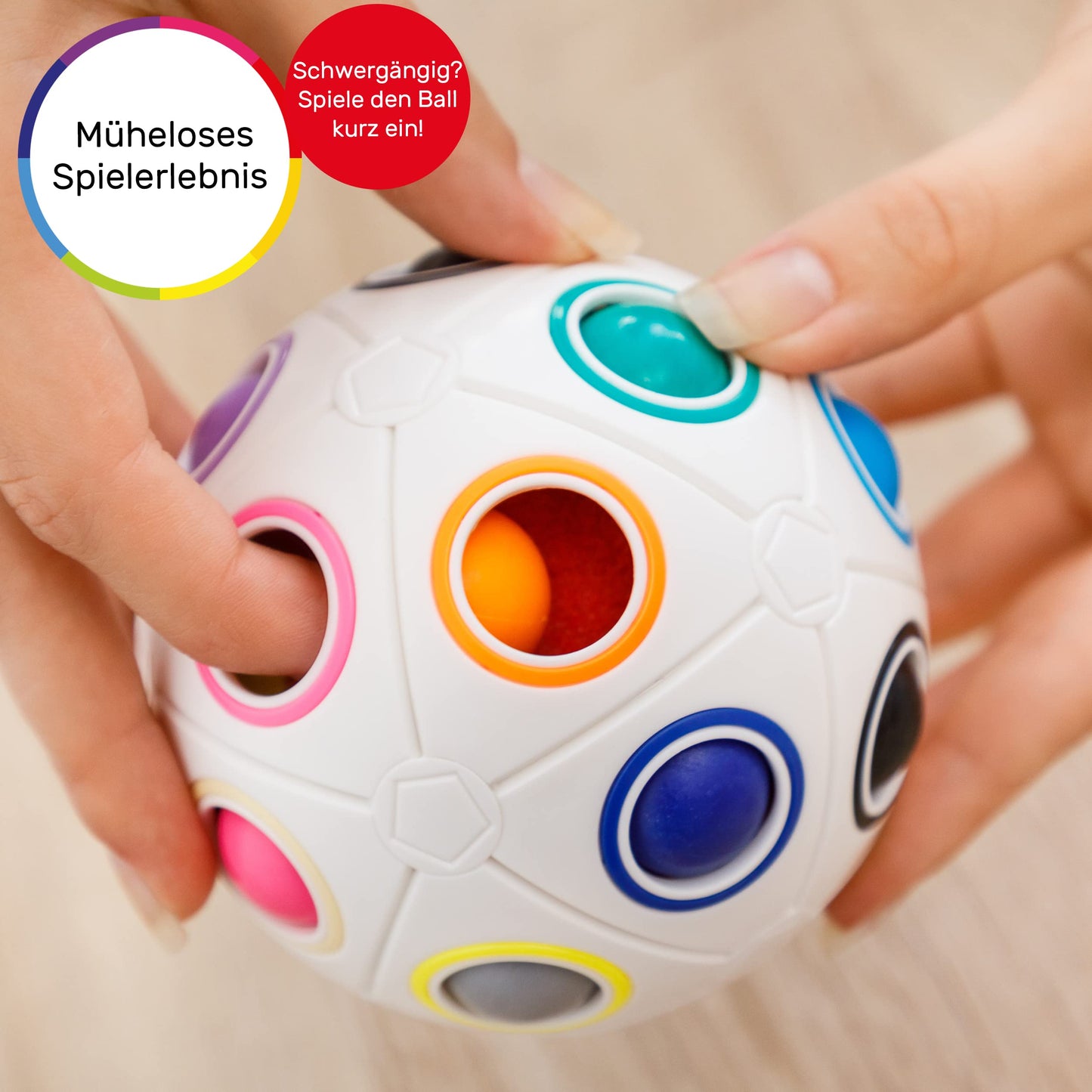 CUBIDI® Original Regenbogenball mit 19 Kugeln - Groß | Geschicklichkeitsspiele ab 6 Jahre für Kinder | Spannendes Knobelspiel für Mädchen und Jungen - nargiss