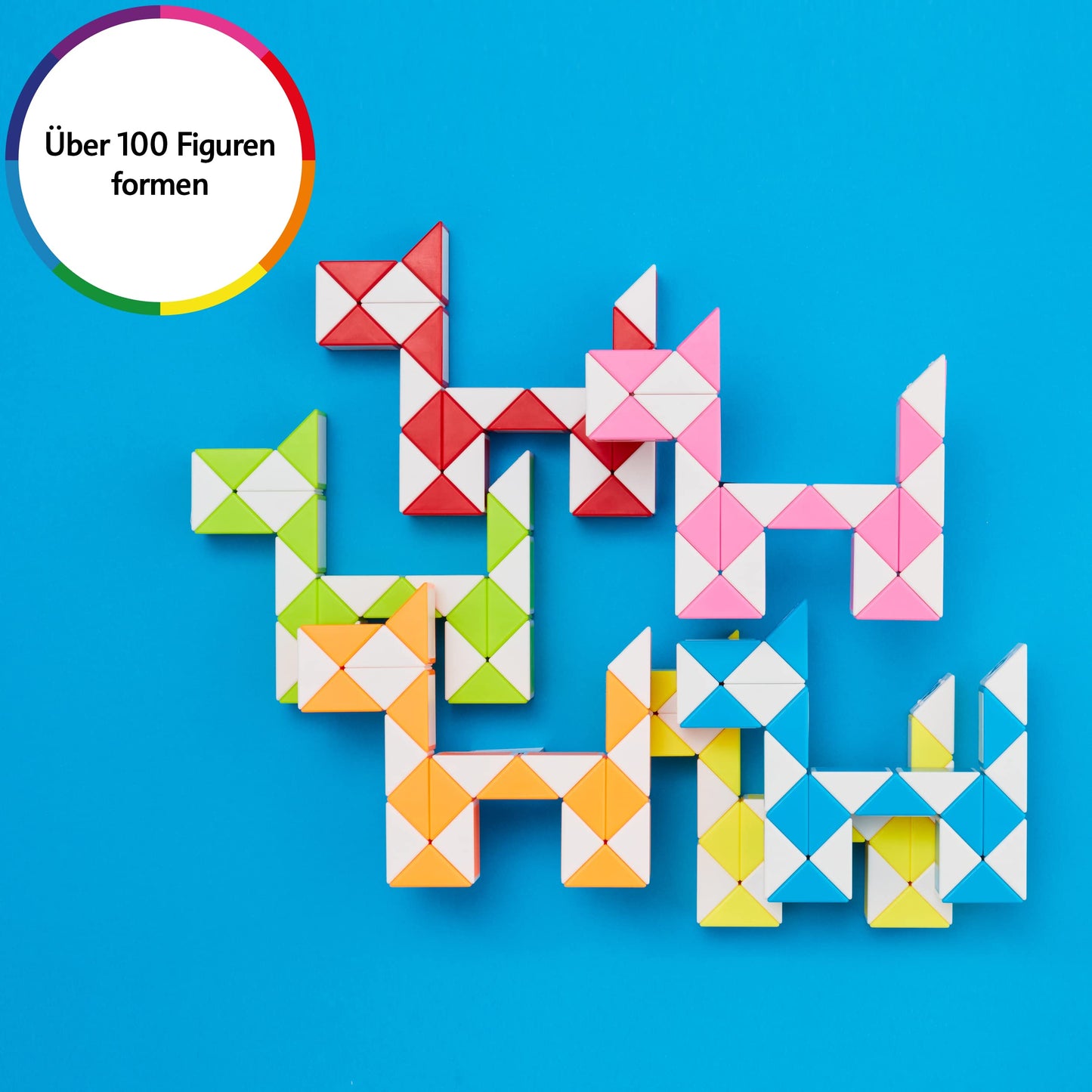 CUBIDI® Original Magic Snake - 24 Blöcke Blau | Knobelspiele für Kinder und Erwachsene | Ideal als Mitgebsel Kindergeburtstag, Kindergeburtstag Gastgeschenke oder kleine Geschenke für Kinder - nargiss