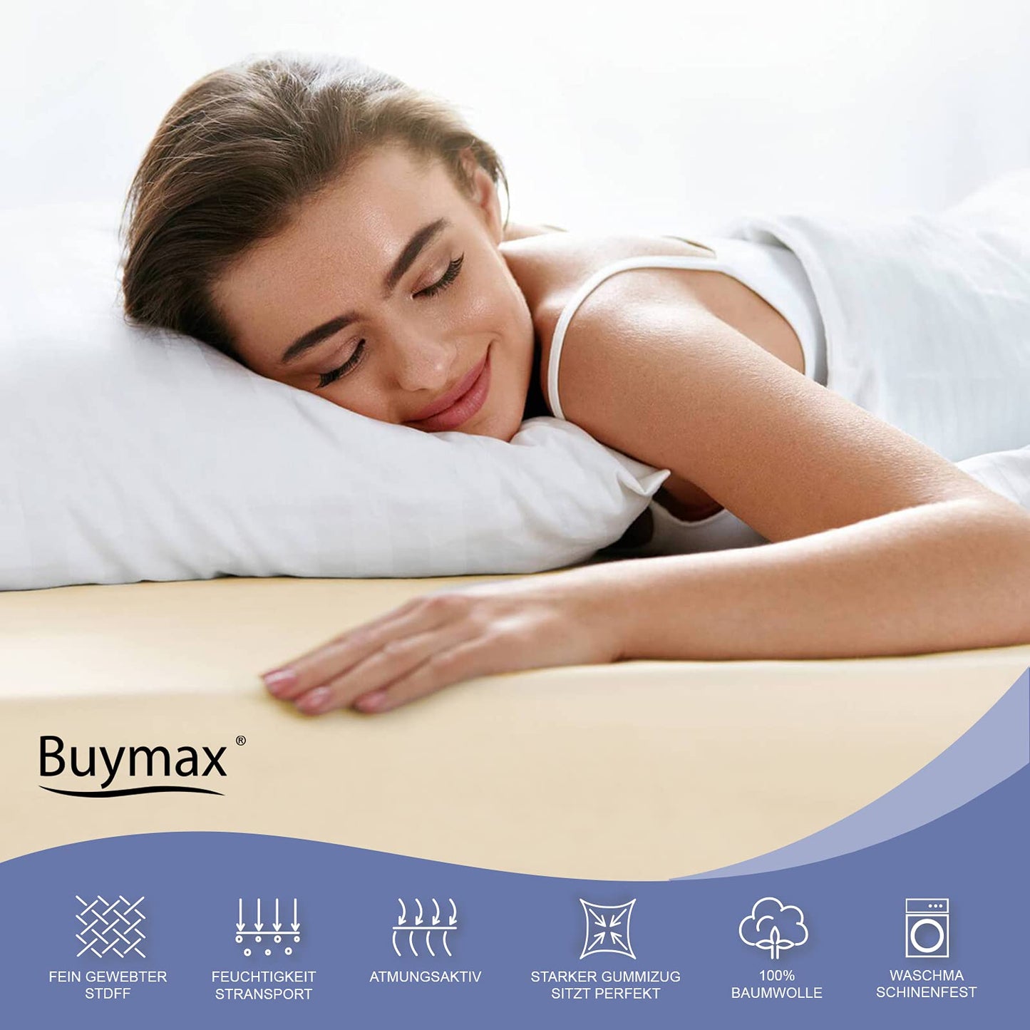 Buymax Spannbettlaken 140x200cm Baumwolle 100% Spannbetttuch Bettlaken Jersey, Matratzenhöhe bis 25 cm, Farbe Anthrazit-Grau ÖKO TEX Standard - nargiss