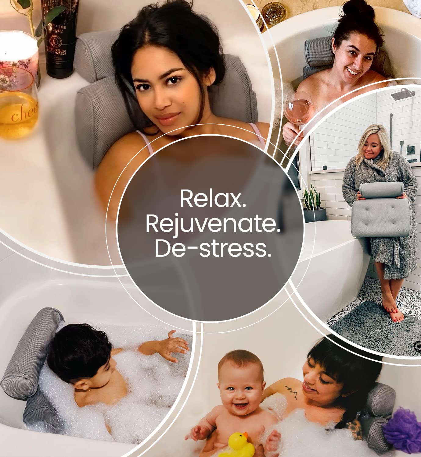 Everlasting Comfort Luxury Bath Pillow - Head, Neck, Back Support Cushion for Bathtub, Spa, Soaking - nargiss