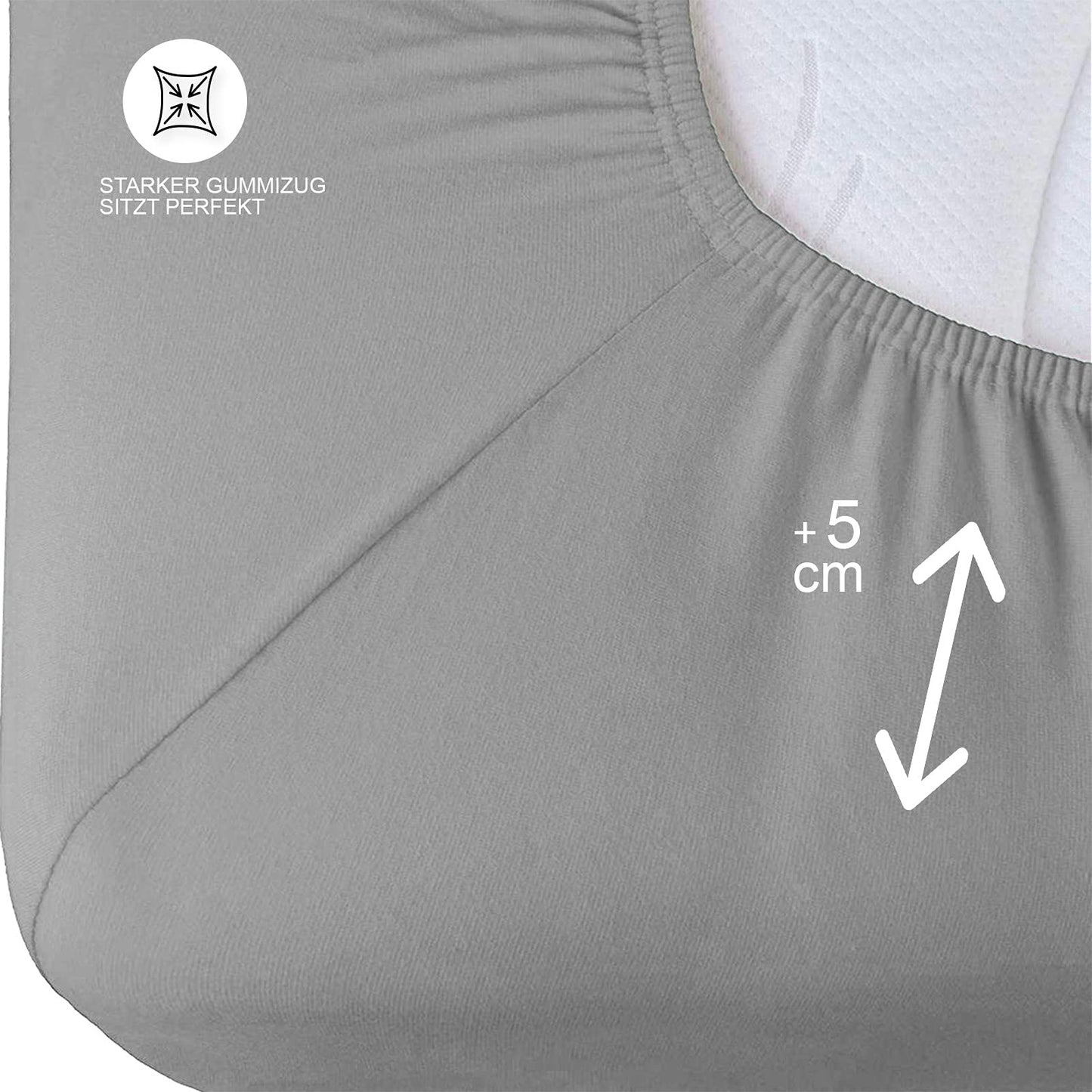 Buymax Spannbettlaken 140x200cm Baumwolle 100% Spannbetttuch Bettlaken Jersey, Matratzenhöhe bis 25 cm, Farbe Anthrazit-Grau ÖKO TEX Standard - nargiss