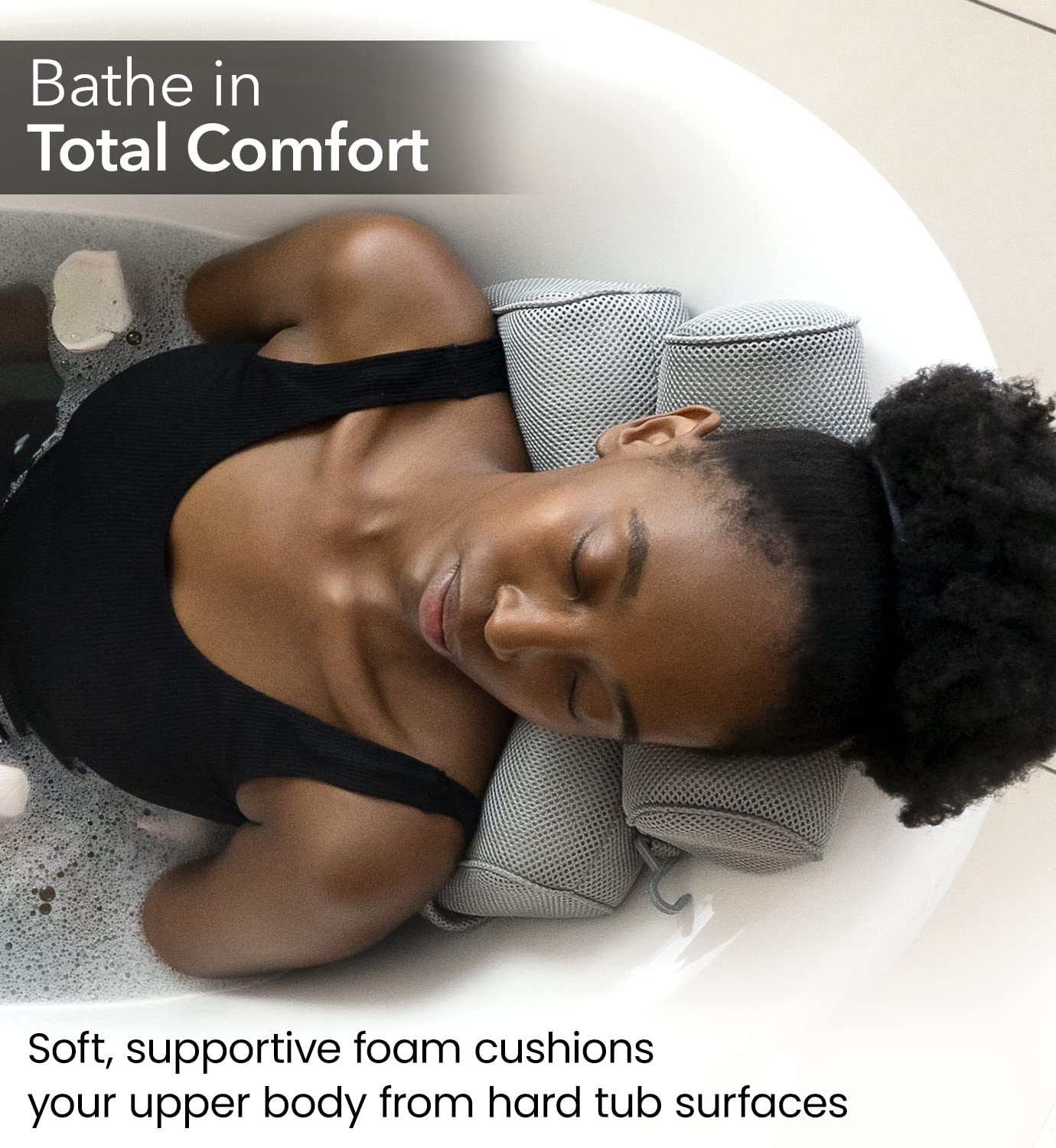 Everlasting Comfort Luxury Bath Pillow - Head, Neck, Back Support Cushion for Bathtub, Spa, Soaking - nargiss