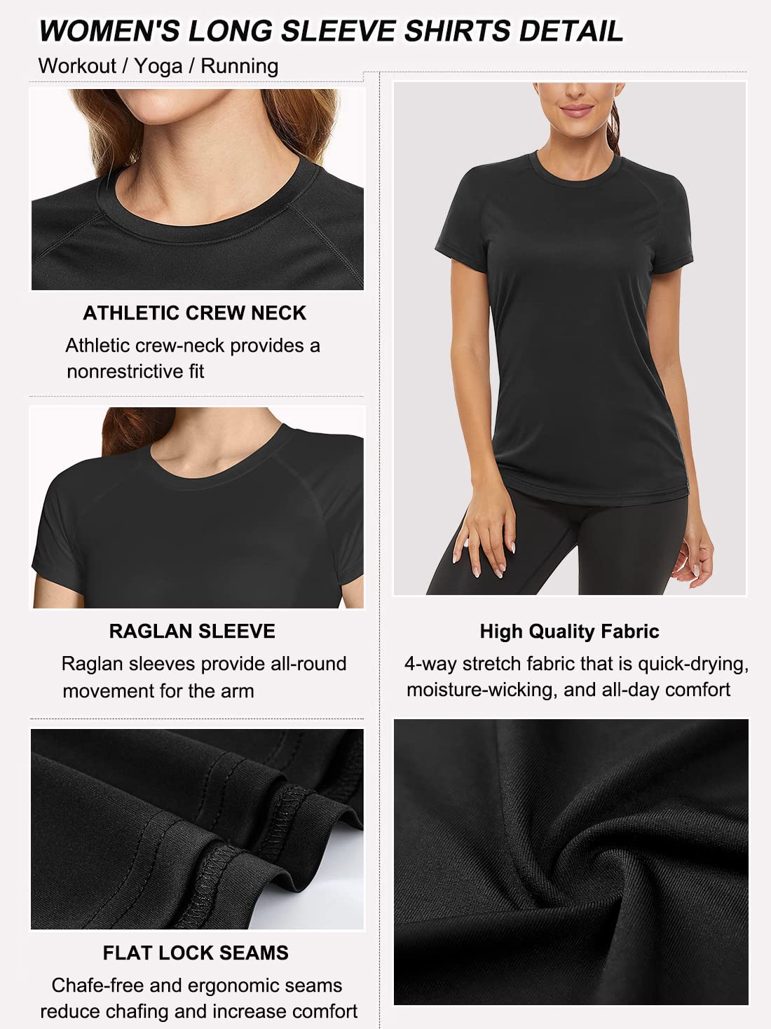 Damen 3er Pack Kurzarm T-Shirts, UPF 50+ Sonnenschutz Schnelltrocknend Funktionsshirt Laufshirts, Atmungsaktiv Kurzarm Sportshirt Gym Yoga Top Workout Fitness Oberteil Black/White/Grey 3P11-M - nargiss