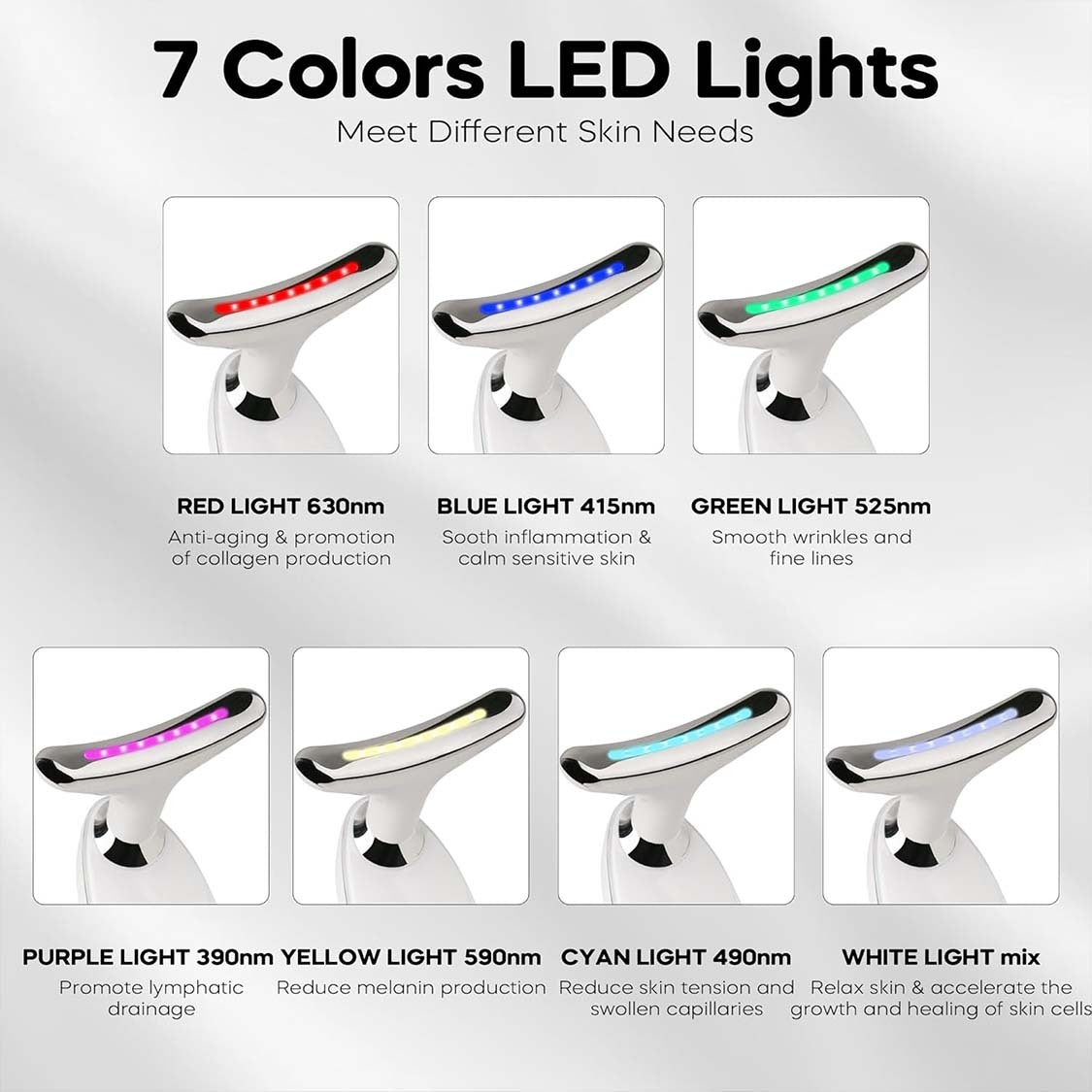 7-in-1 LED Gesichtsmassagegerät für Zuhause – Rotes Licht Therapie für Gesicht und Hals - nargiss