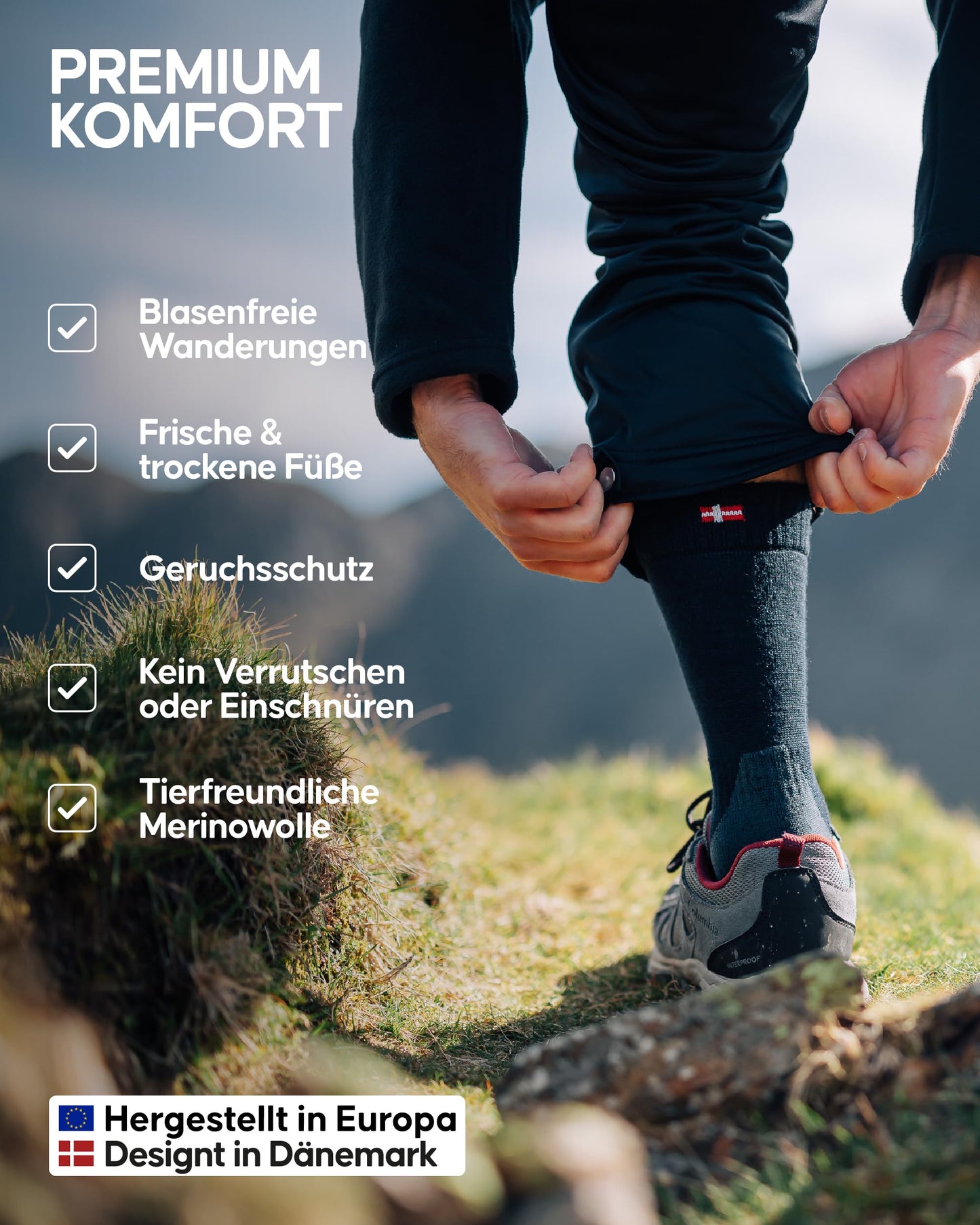 DANISH ENDURANCE Merino Wandersocken, Thermo Outdoor Socken & Trekkingsocken, für Herren, Damen & Kinder, 3 Paar, Schwarz/Grau, 43-47 - nargiss