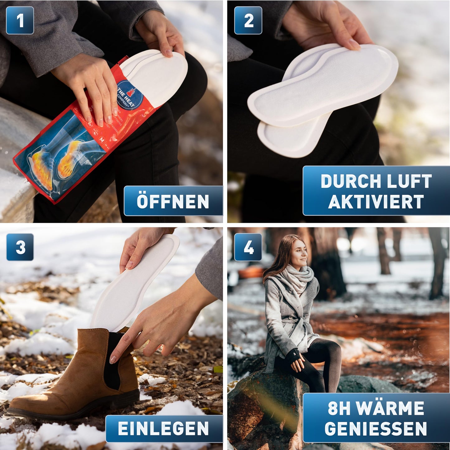 THE HEAT COMPANY Sohlenwärmer - 10 Paar - EXTRA WARM - Wärmesohlen - Fußwärmer - 8 Stunden warme Füße - sofort einsatzbereit - luftaktiviert - rein natürlich - Größe SMALL: 36-38 - nargiss