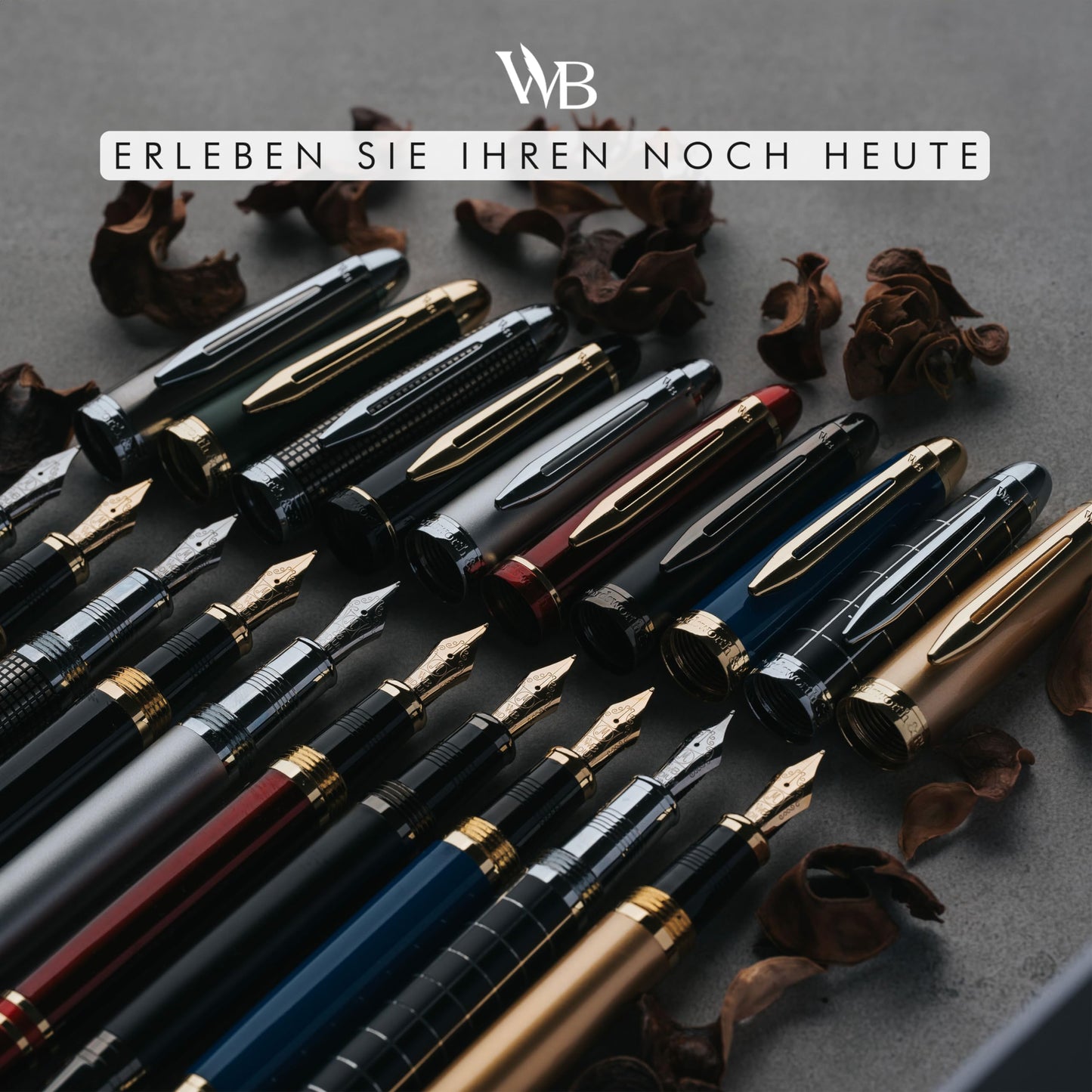 Wordsworth & Black Majesti Füllfederhalter (Schwarzgold), Luxus-Etui, Mittlere Feder - 24 Tintenpatronen, nachfüllbarer Tintenkonverter - Bestes Business-für Männer & Frauen - nargiss