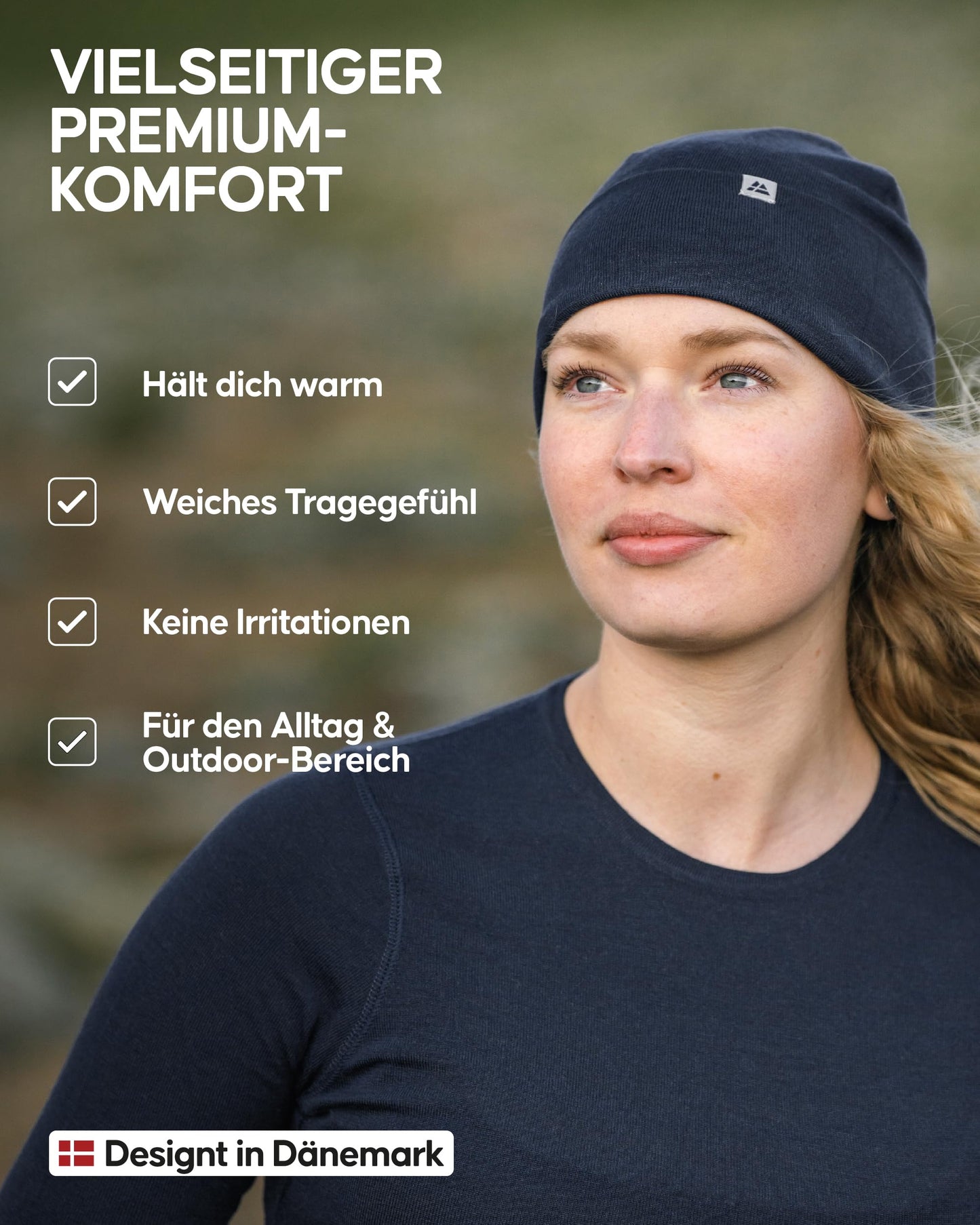 DANISH ENDURANCE Leichte Merino Mütze, Kopfbedeckung, Sportmütze, Weich & Atmungsaktiv, Beanie für Herren & Damen, Dunkles Marineblau, One Size - nargiss