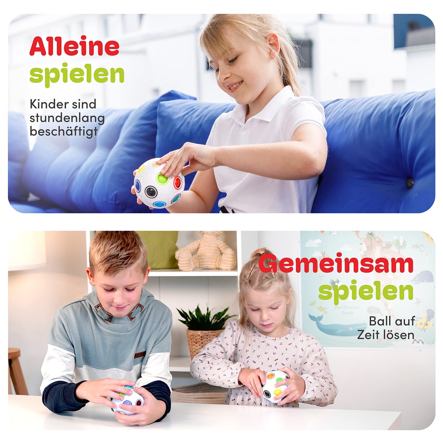 CUBIDI® Original Regenbogenball mit 19 Kugeln - Groß | Geschicklichkeitsspiele ab 6 Jahre für Kinder | Spannendes Knobelspiel für Mädchen und Jungen - nargiss