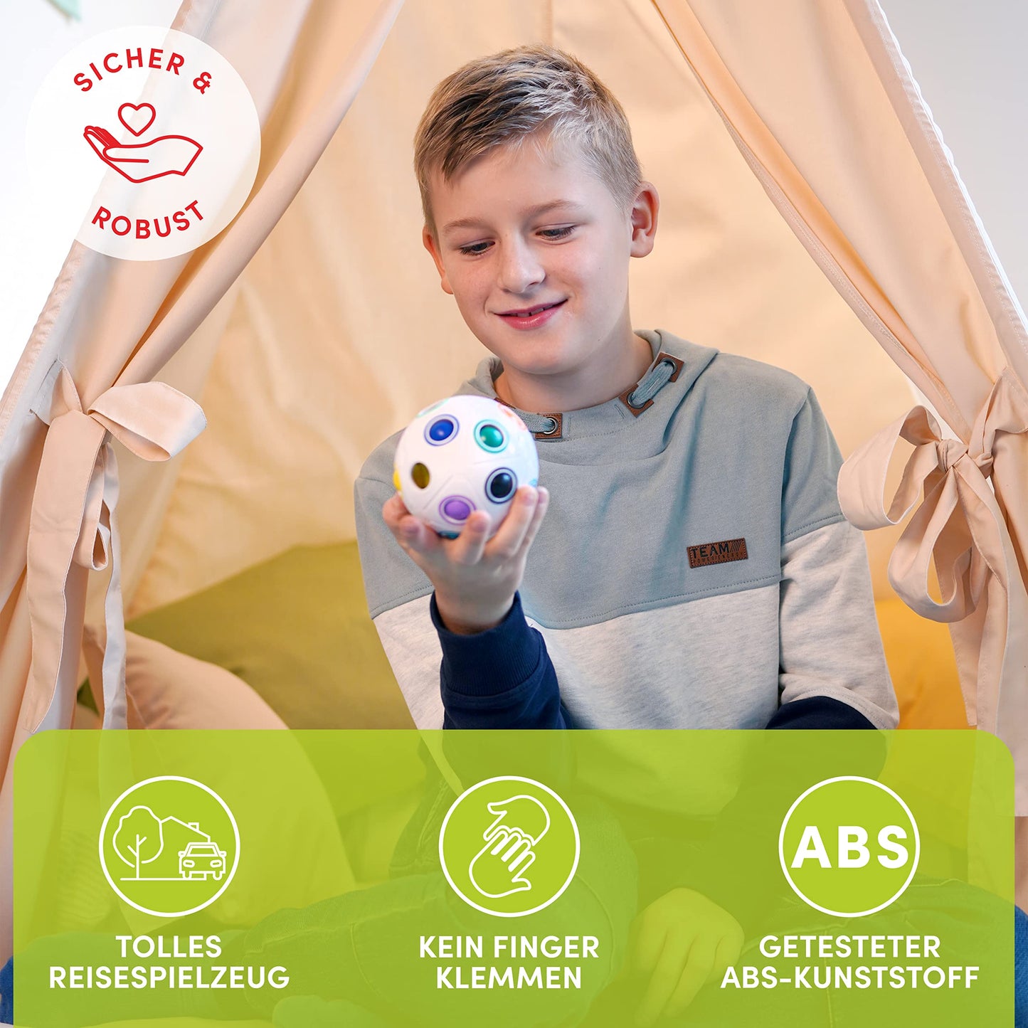 CUBIDI® Original Regenbogenball mit 19 Kugeln - Groß | Geschicklichkeitsspiele ab 6 Jahre für Kinder | Spannendes Knobelspiel für Mädchen und Jungen - nargiss