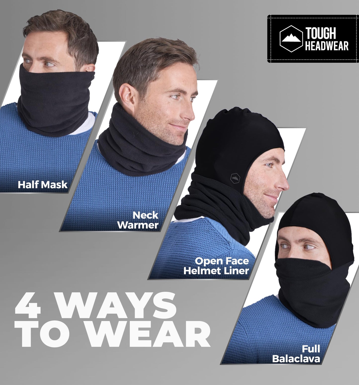 Tough Headwear Robuste Kopfbedeckung, Skimaske – Nackenwärmer mit Helmfutter, Fleece-Sturmhaube, Halsgamaschen für Männer und Frauen – Winter-Motorrad-Helmfutter - nargiss