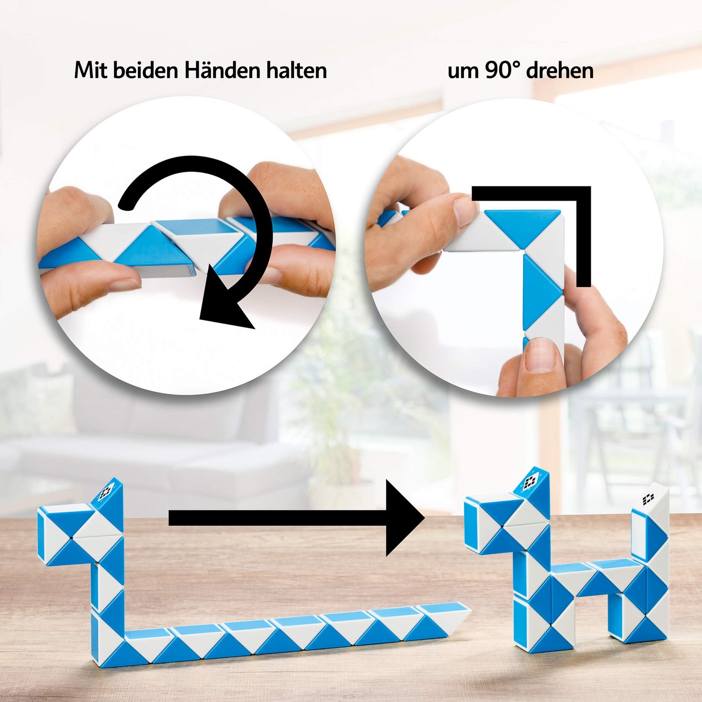 CUBIDI® Original Magic Snake - 24 Blöcke Blau | Knobelspiele für Kinder und Erwachsene | Ideal als Mitgebsel Kindergeburtstag, Kindergeburtstag Gastgeschenke oder kleine Geschenke für Kinder - nargiss